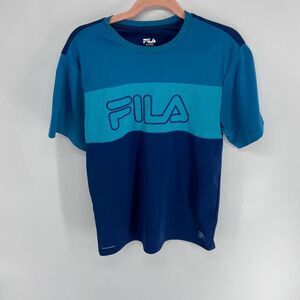 Fila blue logo striped athletic short sleeve t-shirt Youth XL